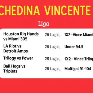Schedina Vincente – Campeonato BIG3 26/07/2025