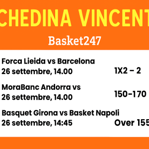 Schedina Vincente – Basket 26 settembre 2025